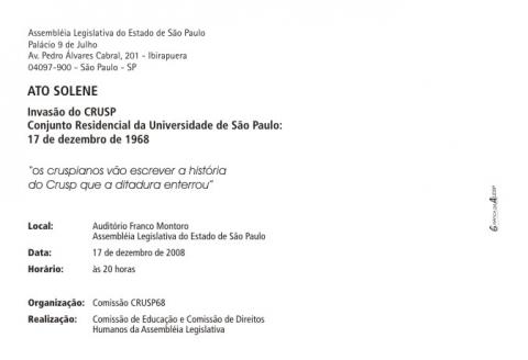 Conivite - Ato Solene - 40 Anos da Invasão do CRUSP
