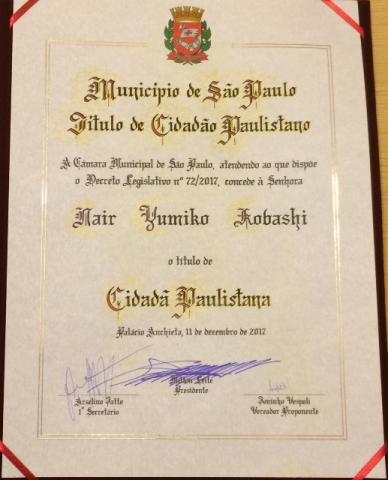 Nair Kobashi - Cidadã Paulistana